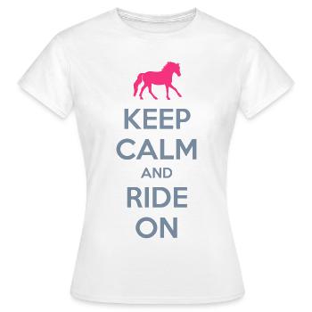 Keep Calm and Ride On Horse Design - Frauen T-Shirt - Weiß - Vorne - AI Model Female 172 dark (172cm)