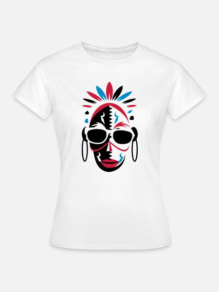 Maschera africana con gli occhiali da sole - Maglietta da donna - bianco