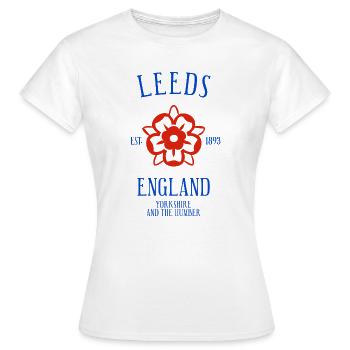 LEEDS England - Frauen T-Shirt - Weiß - Vorne - AI Model Female 172 dark (172cm)