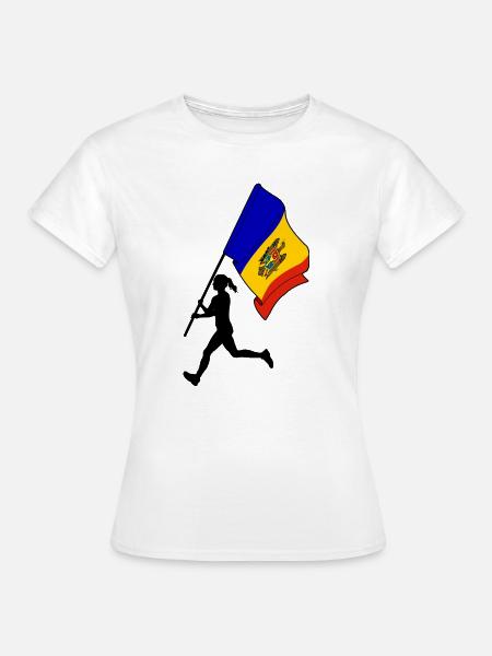 Flagge Moldawien Frau läuft - Frauen T-Shirt - Weiß