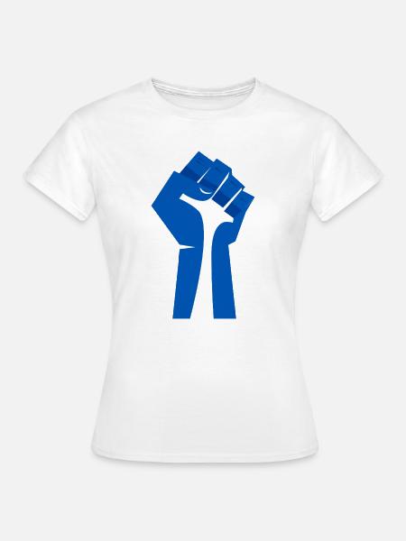 Die erhobene Faust (blau, weiß) - Frauen T-Shirt - Weiß