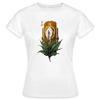 Goldene Friedenslilie mit Heiligenschein - Frauen T-Shirt - Weiß - Vorne - AI Model Female 172 dark (172cm)