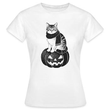 Chat d’Halloween de mauvaise humeur - T-shirt Femme - blanc - Devant - AI Model Female 172 dark (172cm)