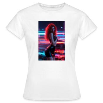 Neonrote Femme in Glanz - Frauen T-Shirt - Weiß - Vorne - AI Model Female 172 dark (172cm)