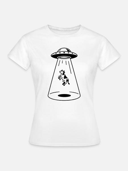 UFO mit Kuh - Frauen T-Shirt - Weiß