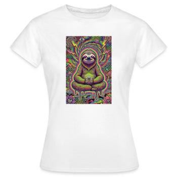 Psychedelisches Meditierendes Faultier - Frauen T-Shirt - Weiß - Vorne - AI Model Female 172 dark (172cm)
