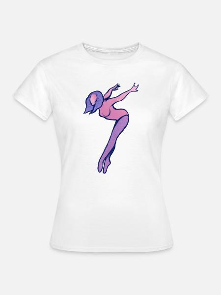 Pink-Lila-Silhouette-Tänzer - Frauen T-Shirt - Weiß
