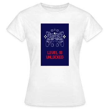 Level 18 unlocked for Gamer Happy Birthday Birth - Women's T-Shirt - white - Front - AI Model Female 172 dark (172cm)