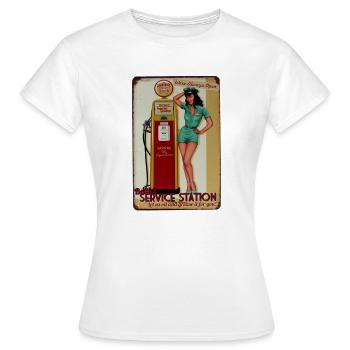 Station service Pin up - T-shirt Femme - blanc - Devant - AI Model Female 172 dark (172cm)