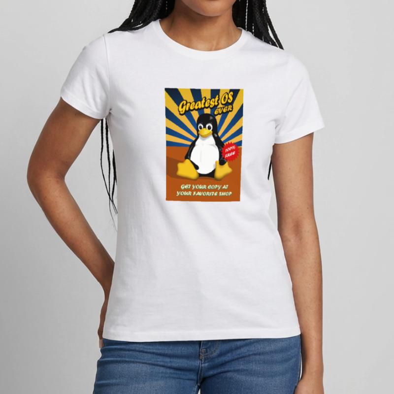 Affiche rétro sur le système d'exploitation Linux T-shirt Femme