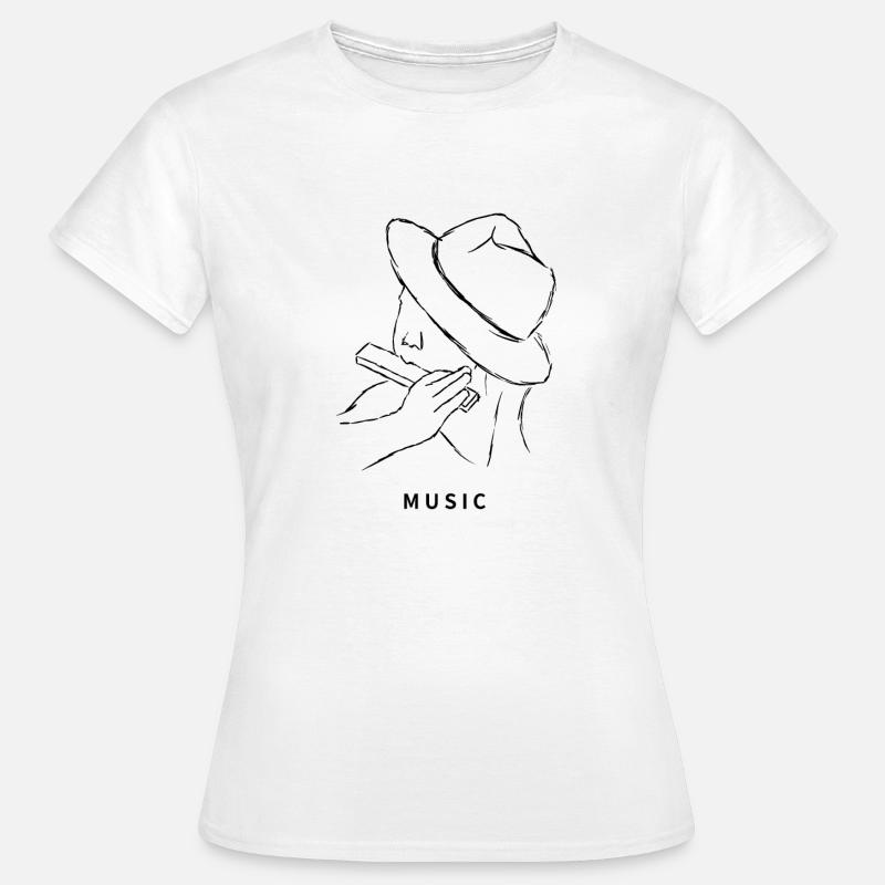 Music drawing harmonica hat minimalist - Women's T-Shirt - white