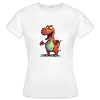 Caricature d’un tyranosaure. Généré par l’IA - T-shirt Femme - blanc - Devant - AI Model Female 172 dark (172cm)