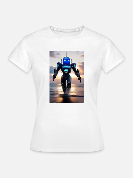 Frische Brise Sonnenuntergang Roboter - Frauen T-Shirt - Weiß