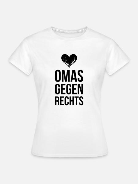 OMAS GEGEN RECHTS mit brennendem Herz - Frauen T-Shirt - Weiß