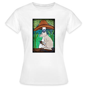 Maus mit Bienchen im Regen - Frauen T-Shirt - Weiß - Vorne - AI Model Female 172 dark (172cm)