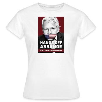 Hände weg Assange - Schieße nicht auf den Messenger - Frauen T-Shirt - Weiß - Vorne - AI Model Female 172 dark (172cm)
