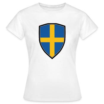 SWEDEN FLAG SHIELD - T-shirt Femme - blanc - Devant - AI Model Female 172 dark (172cm)