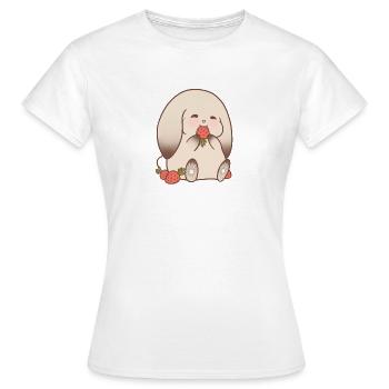 Adorable Bunny Nibbling Strawberries - Women's T-Shirt - white - Front - AI Model Female 172 dark (172cm)