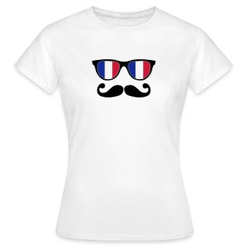 french mustache glasses nerd - like a sir - Women's T-Shirt - white - Front - AI Model Female 172 dark (172cm)