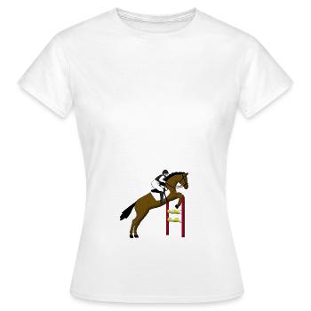 Springreiten 1 - Frauen T-Shirt - Weiß - Vorne - AI Model Female 172 dark (172cm)