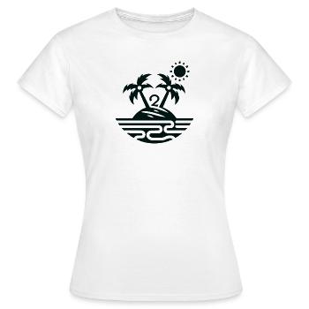 Île avec 2 palmiers - T-shirt Femme - blanc - Devant - AI Model Female 172 dark (172cm)