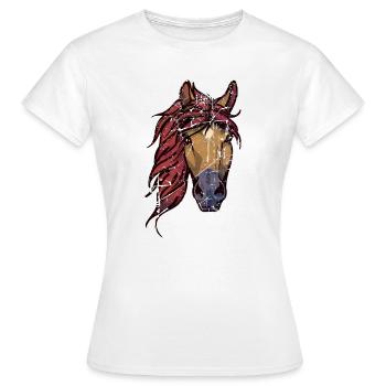 Vintage Pferde Islandpferde Pferdenarr Isländer - Frauen T-Shirt - Weiß - Vorne - AI Model Female 172 dark (172cm)