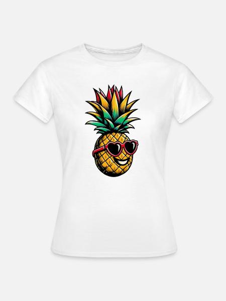 Ananas mit Sonnenbrille - Frauen T-Shirt - Weiß