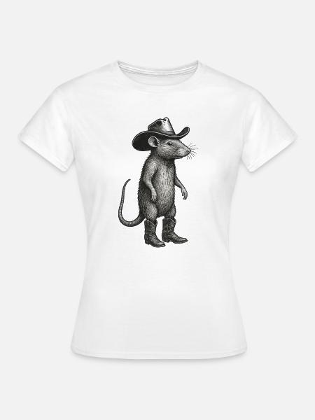Witzige Maus Cowboy Western Leben Rodeo Kult - Frauen T-Shirt - Weiß