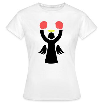 Boxer Ange Pictogramme Drôle - T-shirt Femme - blanc - Devant - AI Model Female 172 dark (172cm)