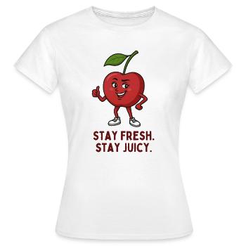Cherry dit : Reste frais Reste juteux - T-shirt Femme - blanc - Devant - AI Model Female 172 dark (172cm)