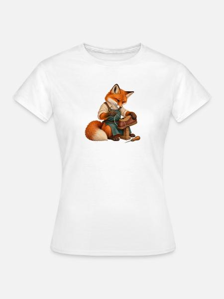 Fuchs näht eine Schuhsohle - Frauen T-Shirt - Weiß
