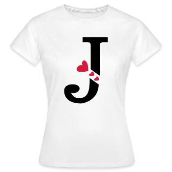 Capital lettre J avec des coeurs - T-shirt Femme - blanc - Devant - AI Model Female 172 dark (172cm)