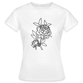 Line Art Rose - T-shirt Femme - blanc - Devant - AI Model Female 172 dark (172cm)