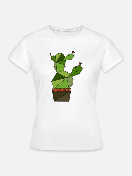Kaktus geometrisch - Frauen T-Shirt - Weiß