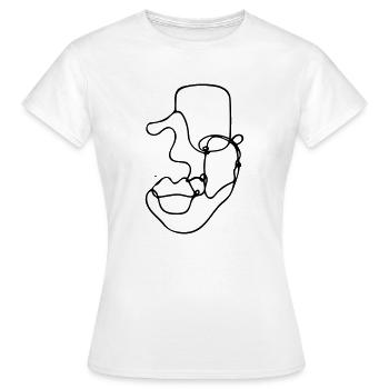 Maske von.. - Frauen T-Shirt - Weiß - Vorne - AI Model Female 172 dark (172cm)