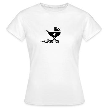 Kinderwagen, Renn-Baby-Buggy - Frauen T-Shirt - Weiß - Vorne - AI Model Female 172 dark (172cm)