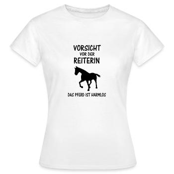 Beware of the rider Horse sayings Gift - Women's T-Shirt - white - Front - AI Model Female 172 dark (172cm)