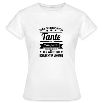 Man nennt mich Tante Spruch Geschenk - Frauen T-Shirt - Weiß - Vorne - AI Model Female 172 dark (172cm)