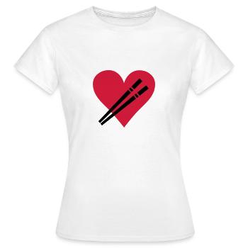 Love Stäbchen - Sushi - Frauen T-Shirt - Weiß - Vorne - AI Model Female 172 dark (172cm)