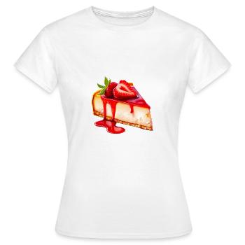 Erdbeer-Käsekuchen - Frauen T-Shirt - Weiß - Vorne - AI Model Female 172 dark (172cm)