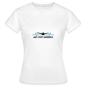Schwimmer und Herzschlag, just keep swimming - Frauen T-Shirt - Weiß - Vorne - AI Model Female 172 dark (172cm)