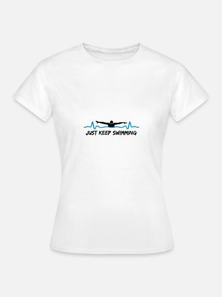 Schwimmer und Herzschlag, just keep swimming - Frauen T-Shirt - Weiß