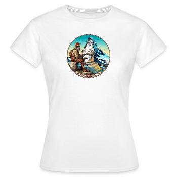 Mountaineer on the Matterhorn in Zermatt Switzerland Alps - Women's T-Shirt - white - Front - AI Model Female 172 dark (172cm)