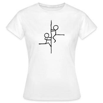 Strichmännchen klettern am Seil - Frauen T-Shirt - Weiß - Vorne - AI Model Female 172 dark (172cm)