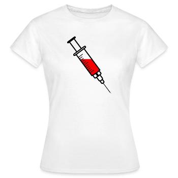 Impfspritze mit rotem flüssigem Medikament - Frauen T-Shirt - Weiß - Vorne - AI Model Female 172 dark (172cm)