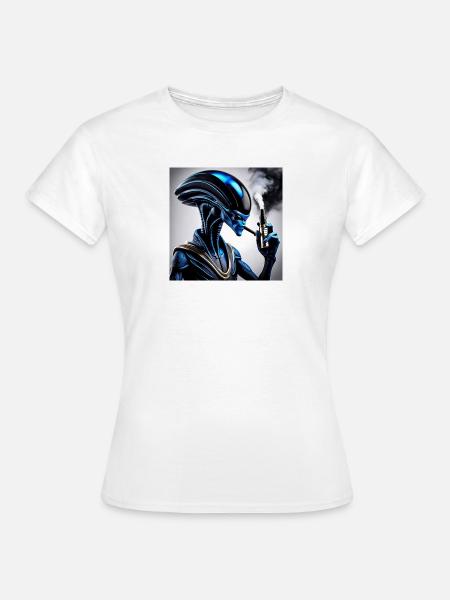 Blauer Droid Dampfer Vibe - Frauen T-Shirt - Weiß