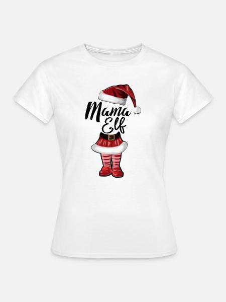 Mama Elf – Lustiges Weihnachtsdesign - Frauen T-Shirt - Weiß