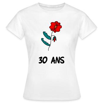 30. 30 YEARS. 30th ANNIVERSARY. 30 YEARS ANNIVERSARY. - Women's T-Shirt - white - Front - AI Model Female 172 dark (172cm)