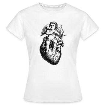 Romantischer Vintage-Engel auf Herz mit Pfeil - Frauen T-Shirt - Weiß - Vorne - AI Model Female 172 dark (172cm)