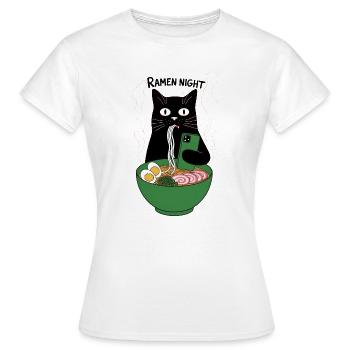 Smartphone chat de nuit Ramen - T-shirt Femme - blanc - Devant - AI Model Female 172 dark (172cm)